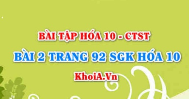 Bài 2 trang 92 SGK Hoá 10 Chân trời sáng tạo